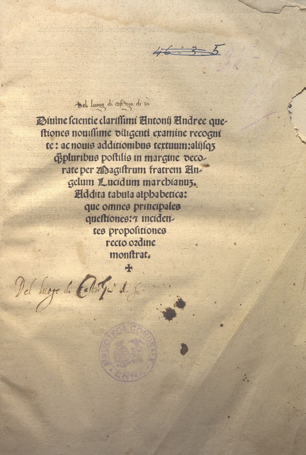 AVICENNA, METAPHYSICA. VENEZIA 1495